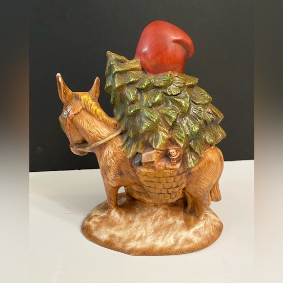 Christmas Ceramic By Eloise Santa Donkey And Tree 9 Inches Tall Rare 1988 Mold - Picture 6 of 10
